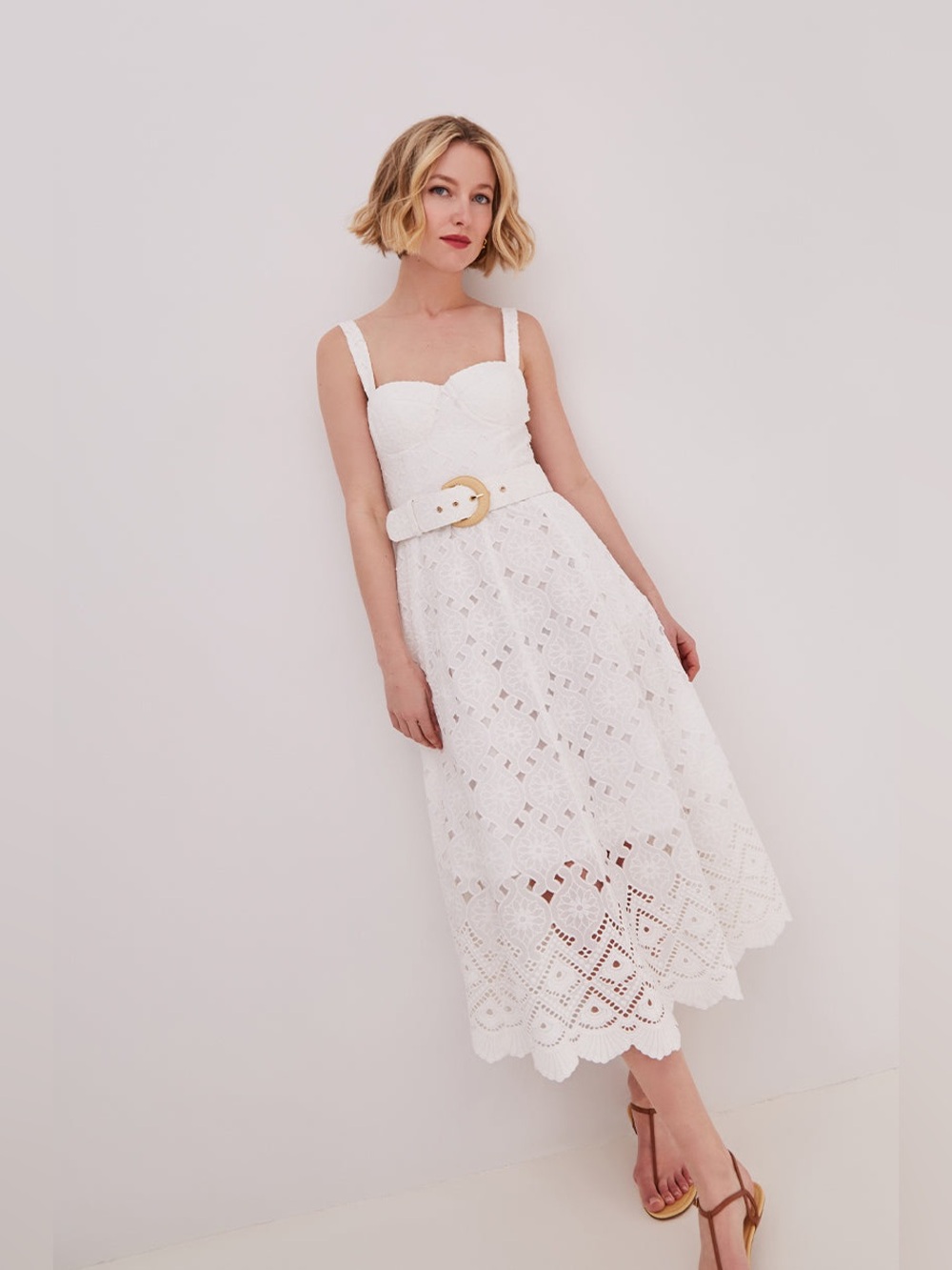 CARA CARA Calypso Dress In Trellis Eyelet White, NEW WITHOUT TAGS, NEVER WORN.
